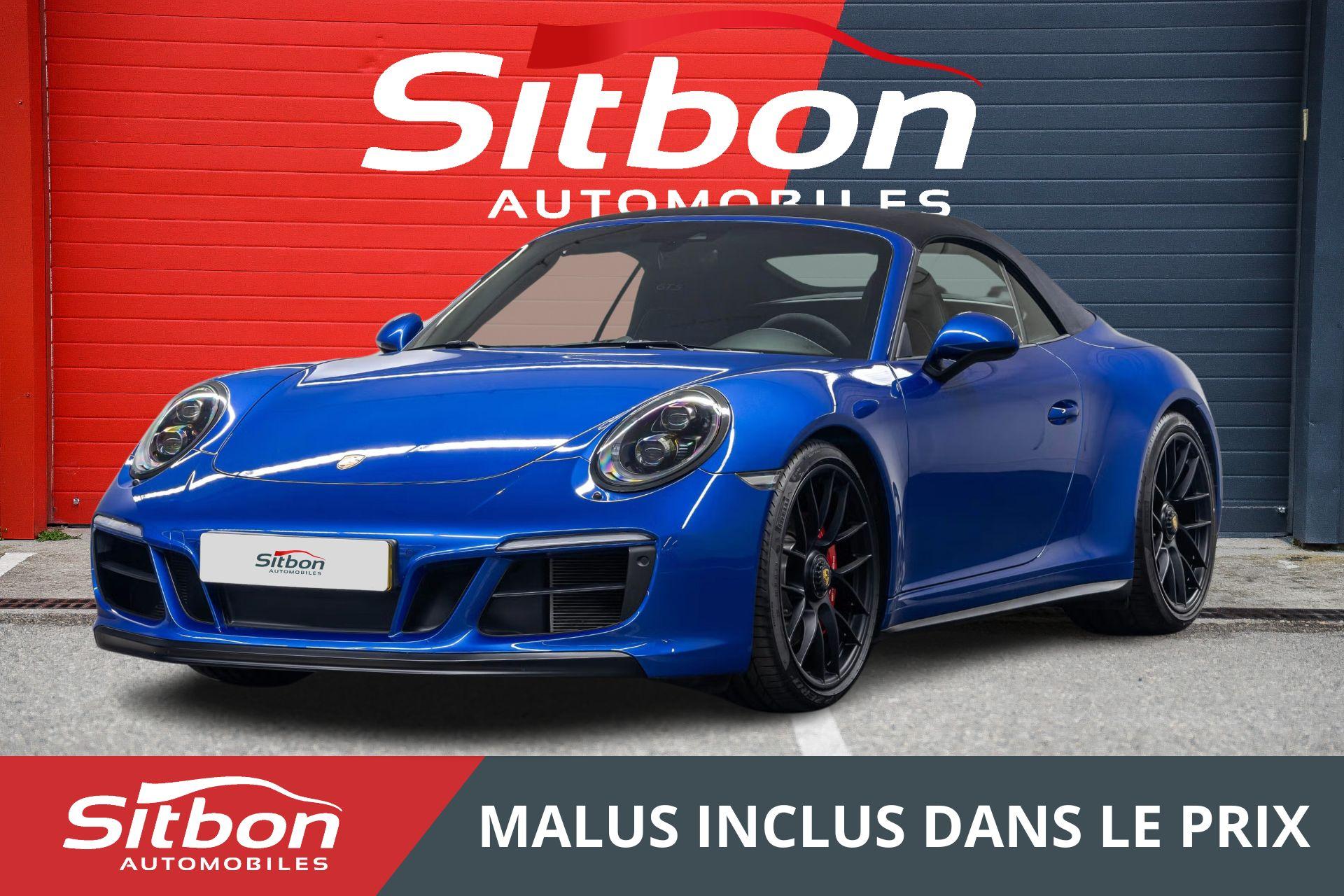 PORSCHE 911 991 Phase 2 Carrera 4 GTS Cabriolet 3.0 450 PDK Bleu Saphir + R. Arr. Dir + PDLS+ + 25kE d´opti